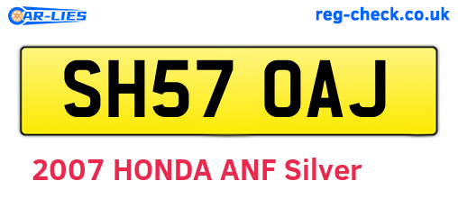 SH57OAJ are the vehicle registration plates.
