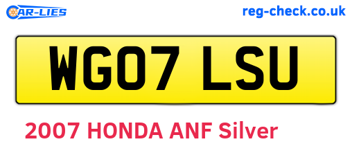 WG07LSU are the vehicle registration plates.