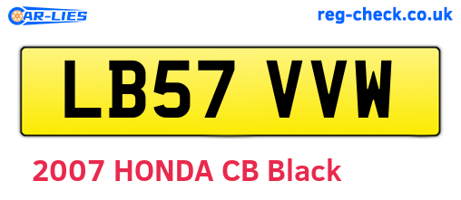 LB57VVW are the vehicle registration plates.