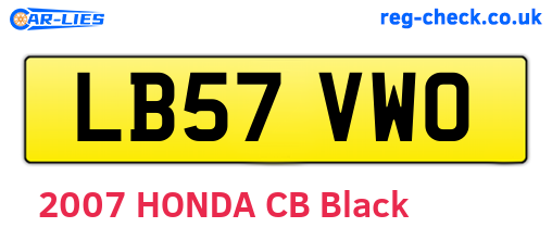 LB57VWO are the vehicle registration plates.