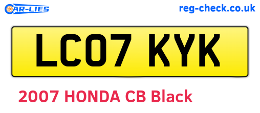 LC07KYK are the vehicle registration plates.