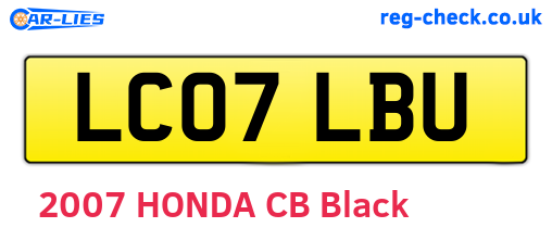 LC07LBU are the vehicle registration plates.