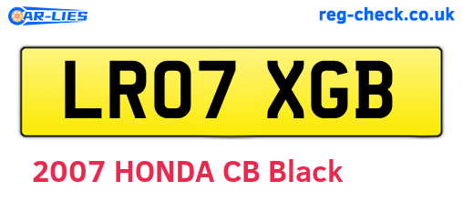 LR07XGB are the vehicle registration plates.