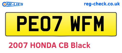 PE07WFM are the vehicle registration plates.