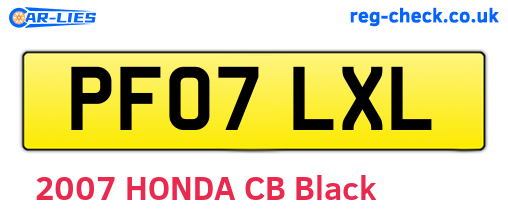 PF07LXL are the vehicle registration plates.