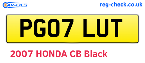 PG07LUT are the vehicle registration plates.