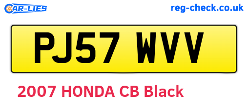 PJ57WVV are the vehicle registration plates.