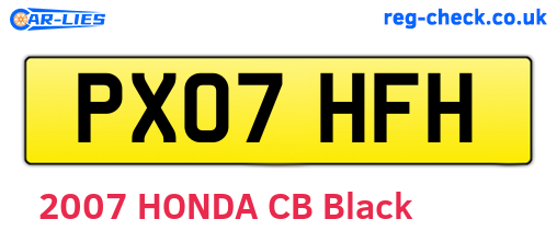 PX07HFH are the vehicle registration plates.