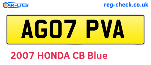 AG07PVA are the vehicle registration plates.