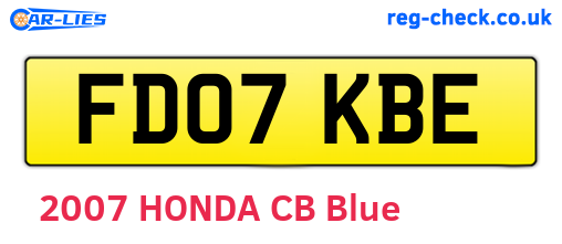FD07KBE are the vehicle registration plates.