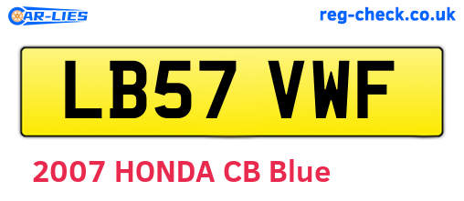 LB57VWF are the vehicle registration plates.
