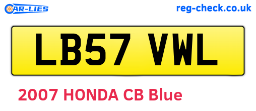 LB57VWL are the vehicle registration plates.