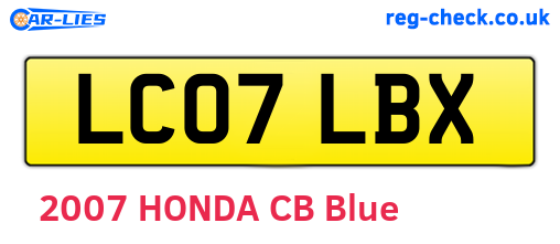 LC07LBX are the vehicle registration plates.