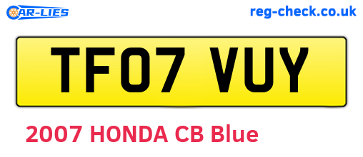 TF07VUY are the vehicle registration plates.