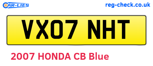 VX07NHT are the vehicle registration plates.