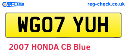 WG07YUH are the vehicle registration plates.