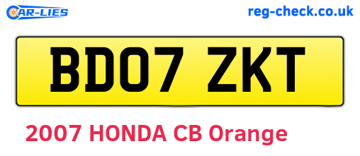 BD07ZKT are the vehicle registration plates.