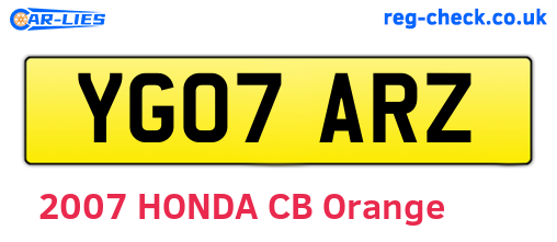 YG07ARZ are the vehicle registration plates.