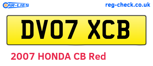 DV07XCB are the vehicle registration plates.