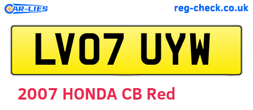 LV07UYW are the vehicle registration plates.