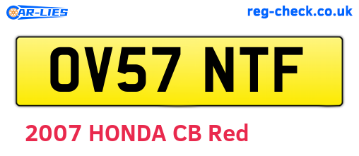 OV57NTF are the vehicle registration plates.