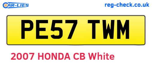 PE57TWM are the vehicle registration plates.