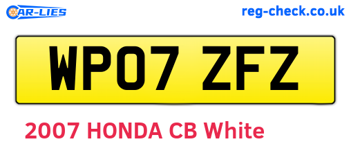 WP07ZFZ are the vehicle registration plates.