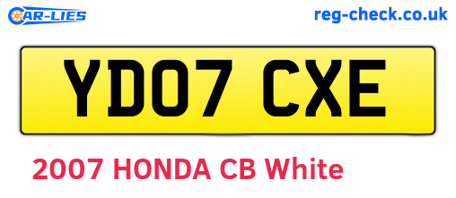 YD07CXE are the vehicle registration plates.
