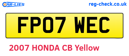 FP07WEC are the vehicle registration plates.