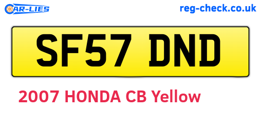 SF57DND are the vehicle registration plates.