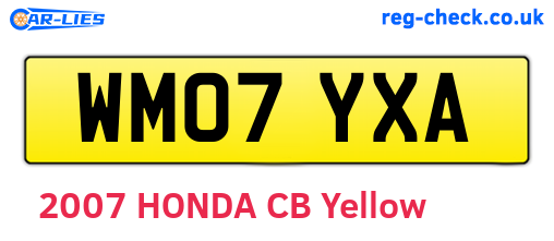 WM07YXA are the vehicle registration plates.