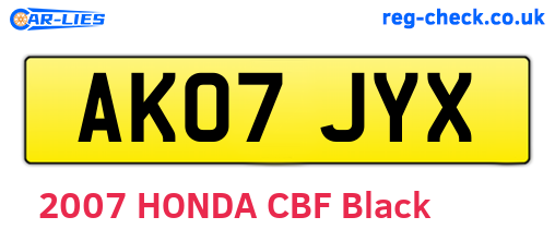 AK07JYX are the vehicle registration plates.