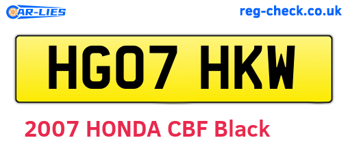 HG07HKW are the vehicle registration plates.