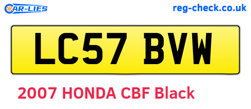 LC57BVW are the vehicle registration plates.