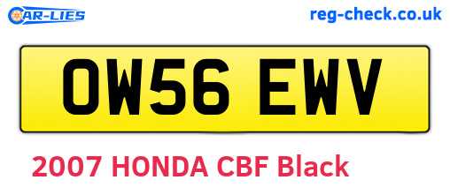 OW56EWV are the vehicle registration plates.