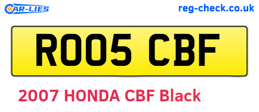 RO05CBF are the vehicle registration plates.