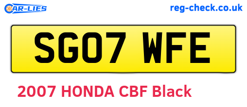 SG07WFE are the vehicle registration plates.
