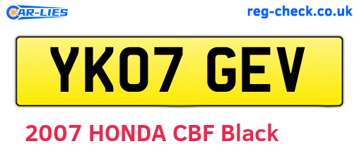 YK07GEV are the vehicle registration plates.