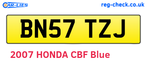 BN57TZJ are the vehicle registration plates.