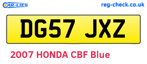 DG57JXZ are the vehicle registration plates.