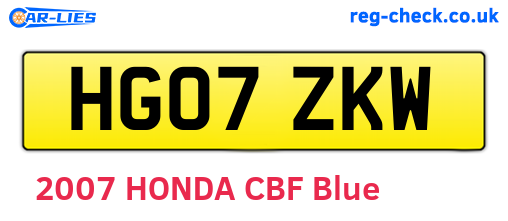 HG07ZKW are the vehicle registration plates.