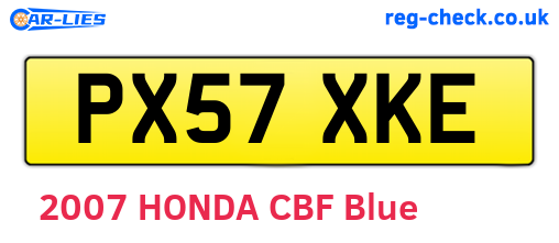 PX57XKE are the vehicle registration plates.