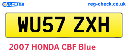 WU57ZXH are the vehicle registration plates.
