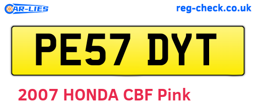 PE57DYT are the vehicle registration plates.