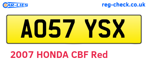 AO57YSX are the vehicle registration plates.