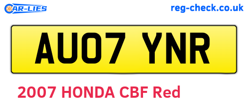 AU07YNR are the vehicle registration plates.