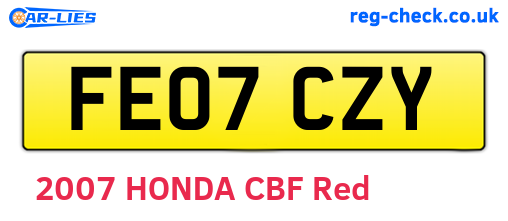 FE07CZY are the vehicle registration plates.