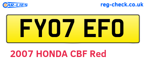 FY07EFO are the vehicle registration plates.