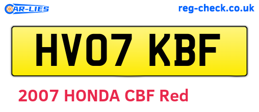 HV07KBF are the vehicle registration plates.