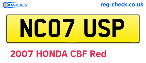 NC07USP are the vehicle registration plates.